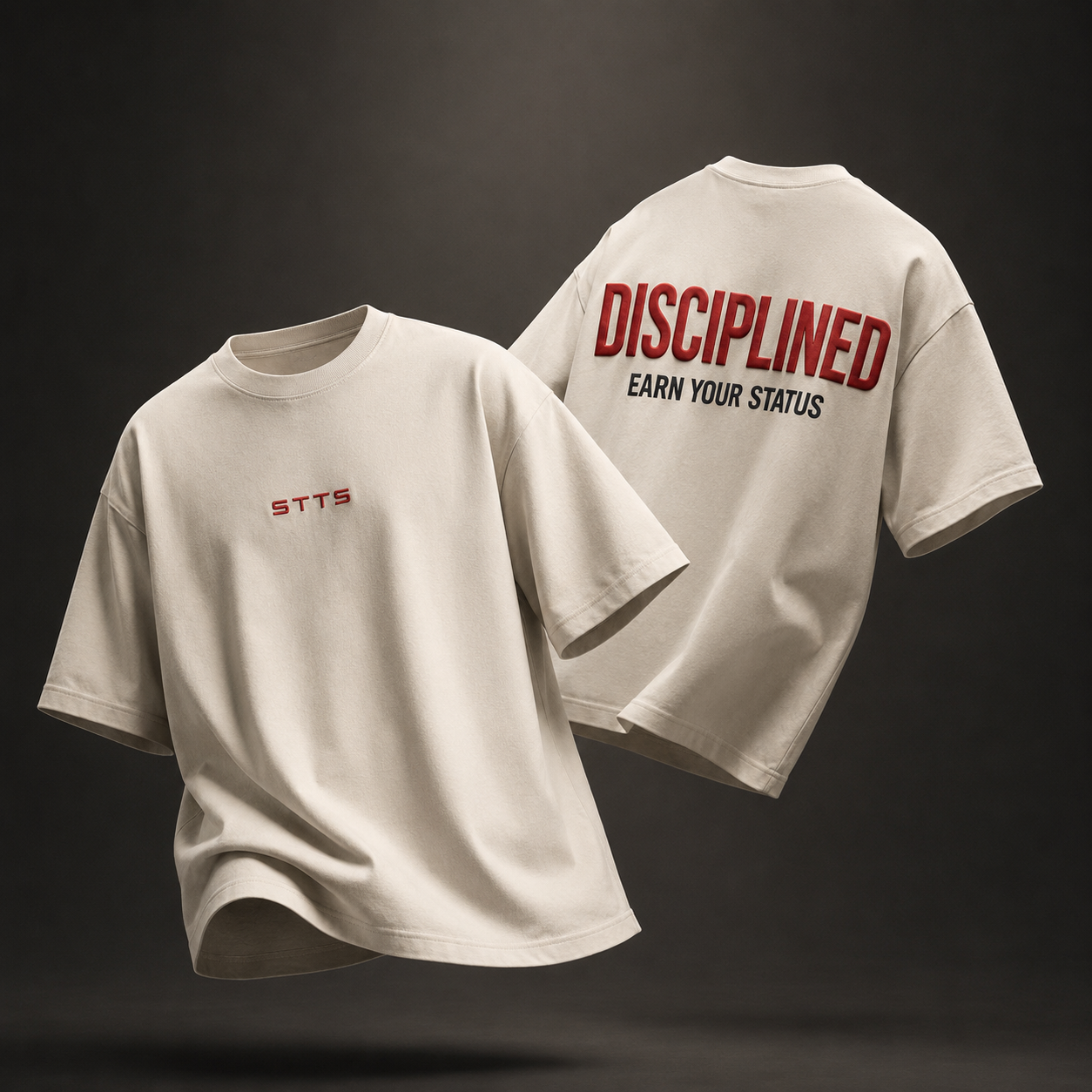 Disciplined Oversized Tee Creme/Red
