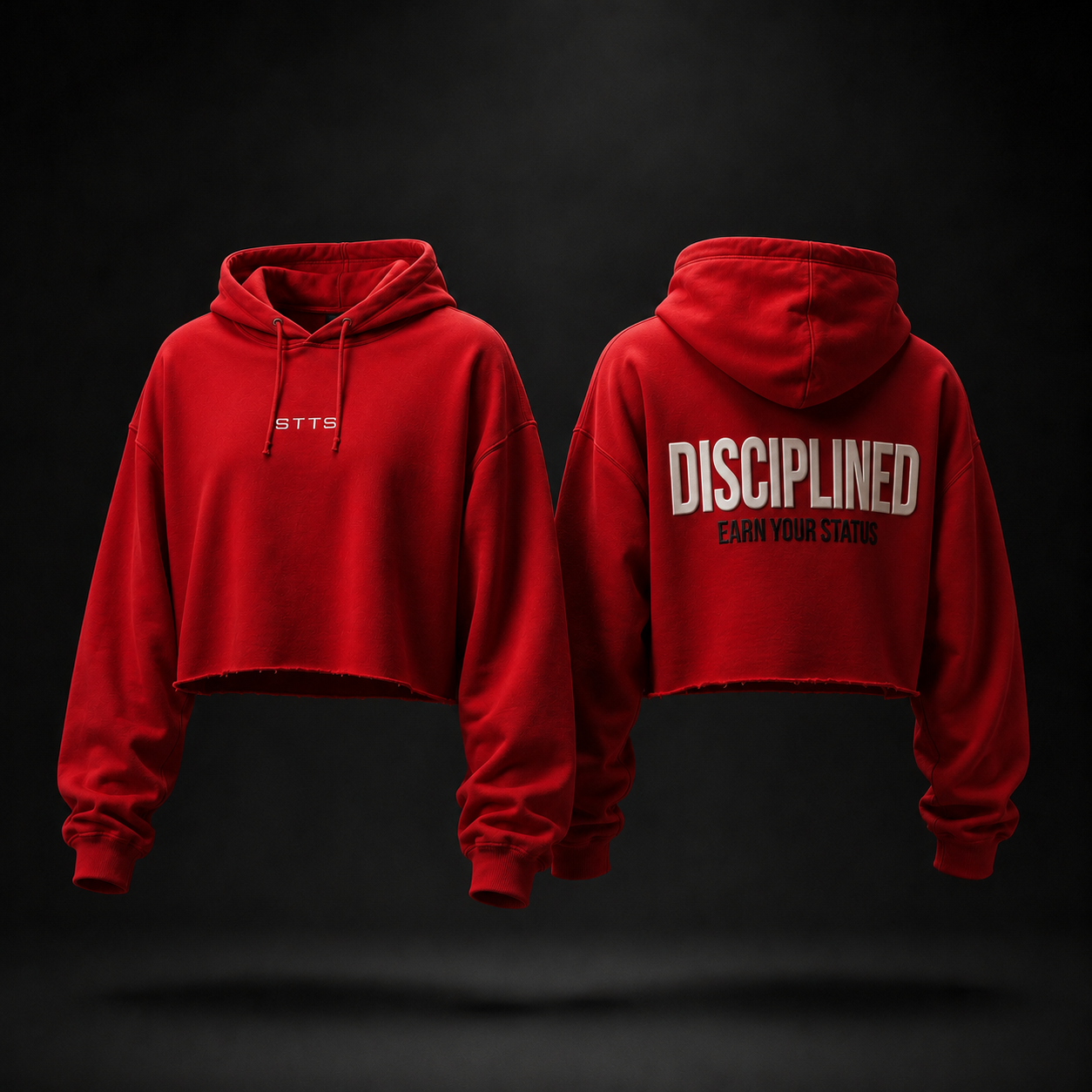 Disciplined Women's Cropped Hoodie — Red / Cream