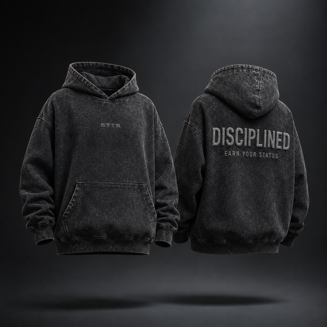 Disciplined Washed Black Pullover Hoodie